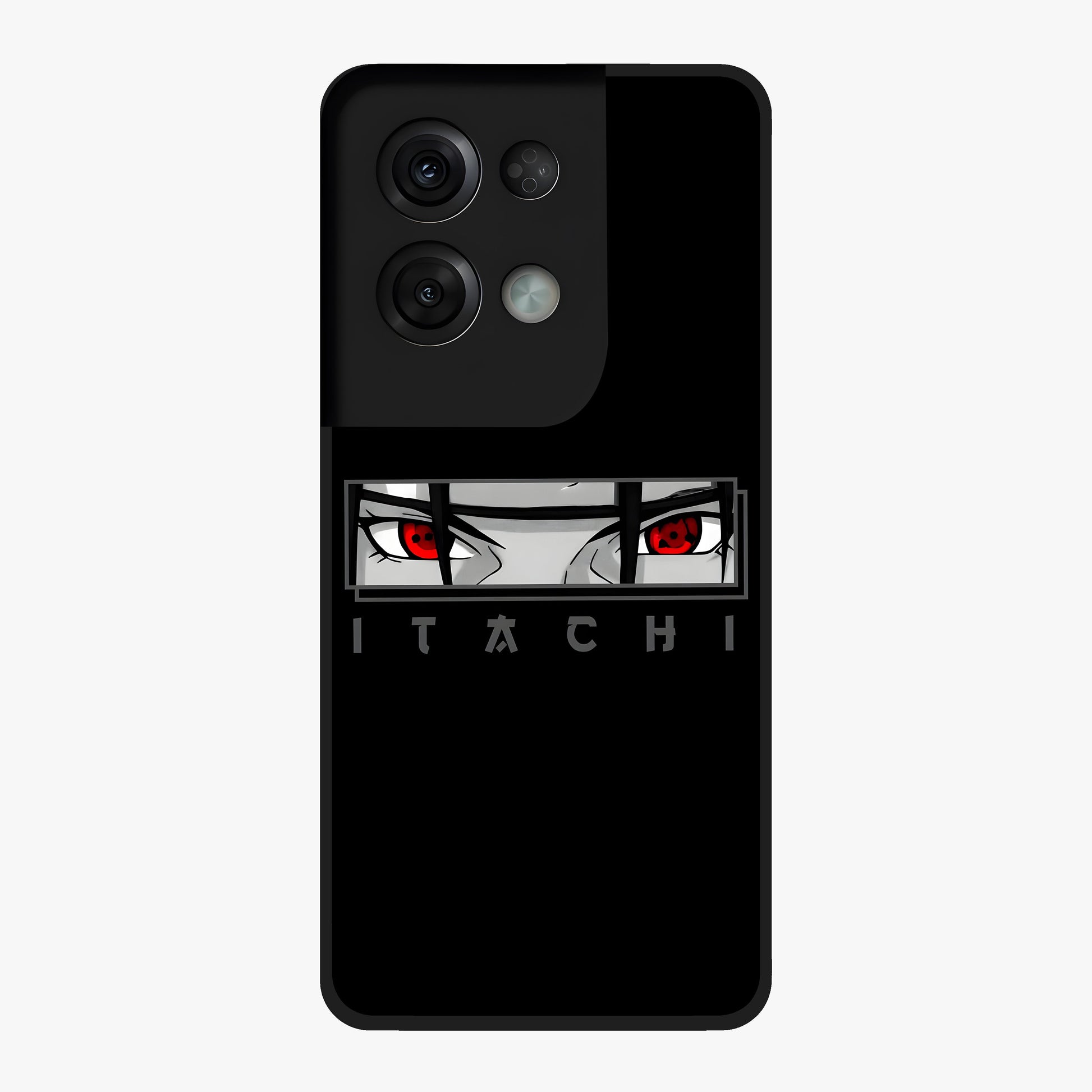 Scarlet Gaze Dominance Glass Case showing flat back view with striking red themed artwork and glossy glass finish.