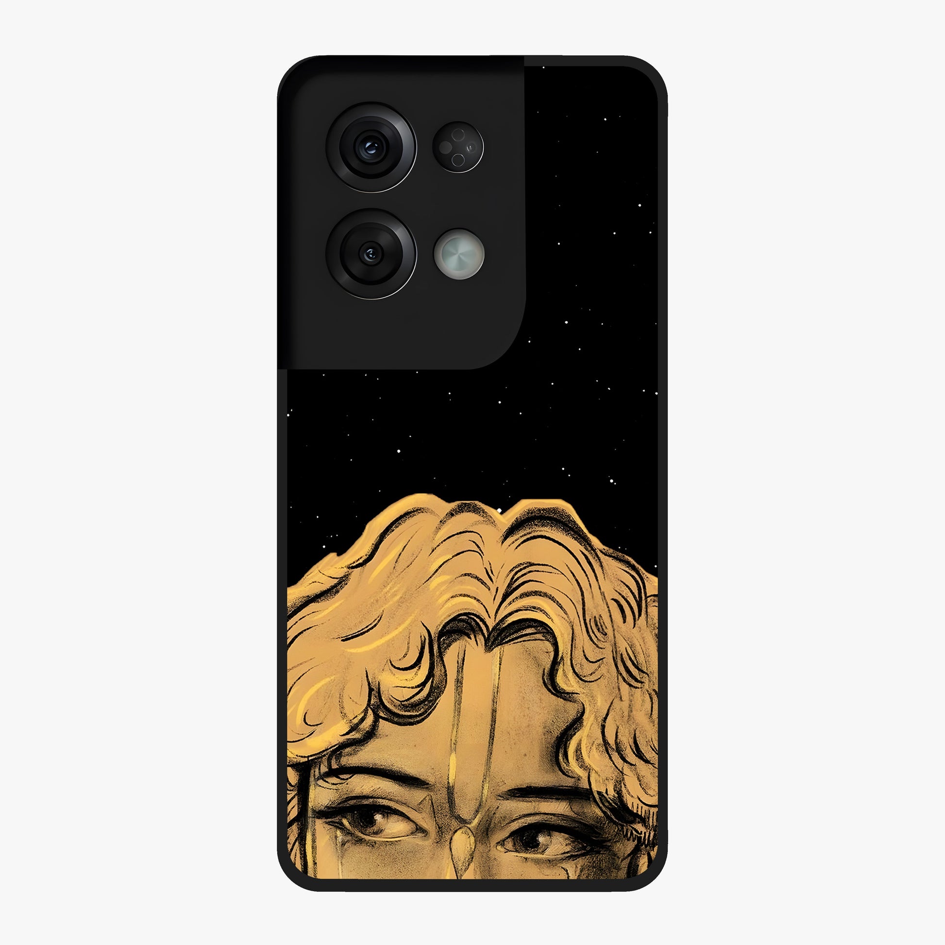 Shri Krishna Art Glass Case showing flat back view with devotional Krishna artwork and glossy glass finish.