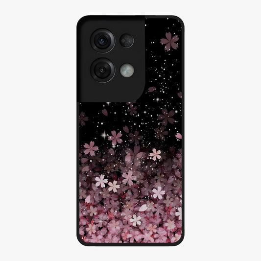 Small Starry Flowers Glass Case showing flat back view with delicate starry floral artwork and glossy glass finish.