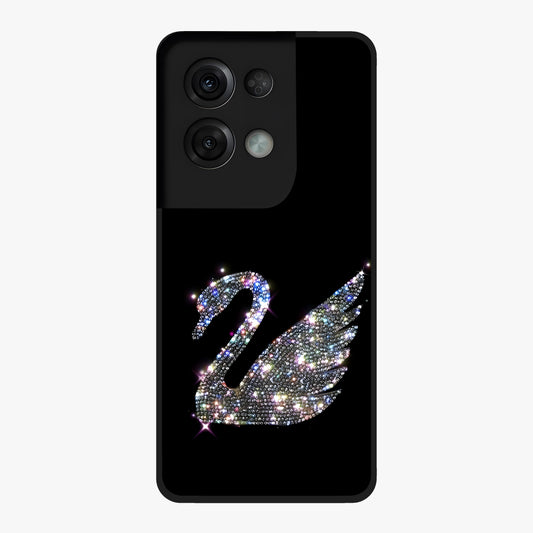 Starlit Swan Grace Glass Case showing flat back view with graceful swan artwork under starry sky and glossy glass finish.