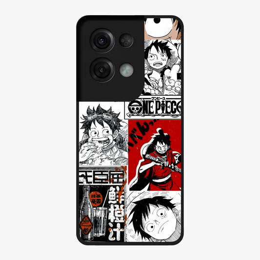Strawhat Chaos Panels Glass Case showing flat back view with anime inspired chaos panel artwork and glossy glass finish.