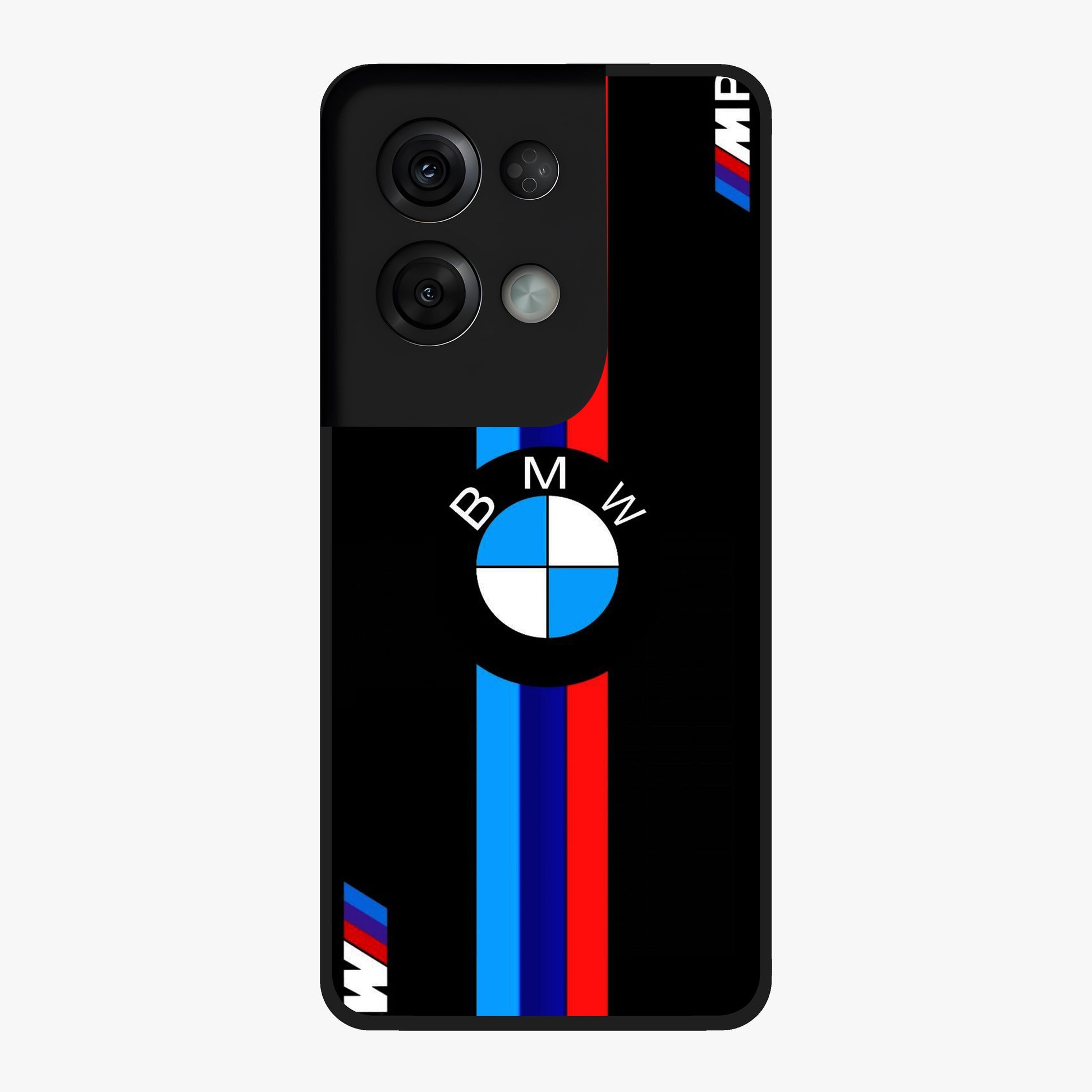 Turbo BMW Beast Glass Case showing flat back view with high performance sports car artwork and glossy glass finish.
