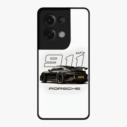 Turbo Legacy Icon Glass Case showing flat back view with iconic sports car inspired artwork and glossy glass finish.