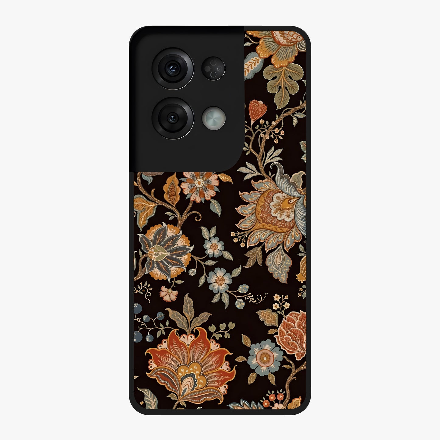 Vintage Floral Dream Glass Case showing flat back view with classic floral artwork and glossy glass finish.