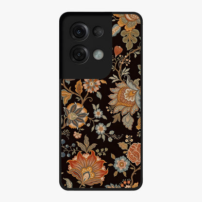 Vintage Floral Dream Glass Case showing flat back view with classic floral artwork and glossy glass finish.