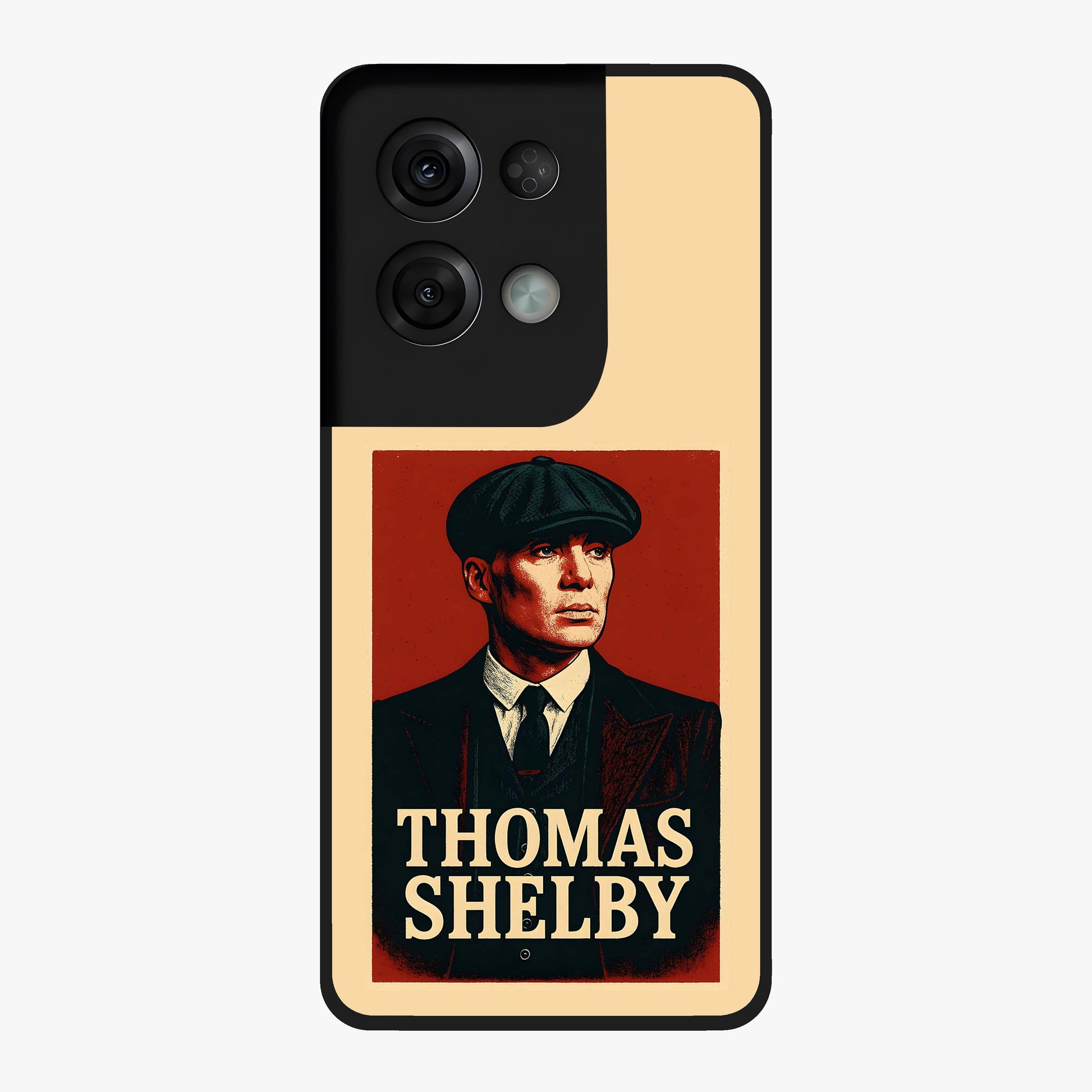 Vintage Mafia Authority Glass Case showing flat back view with bold vintage mafia inspired artwork and glossy glass finish.