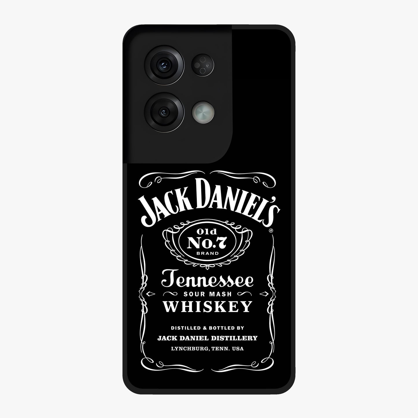 Vintage Whiskey Heritage Glass Case showing flat back view with classic whiskey inspired artwork and glossy glass finish.