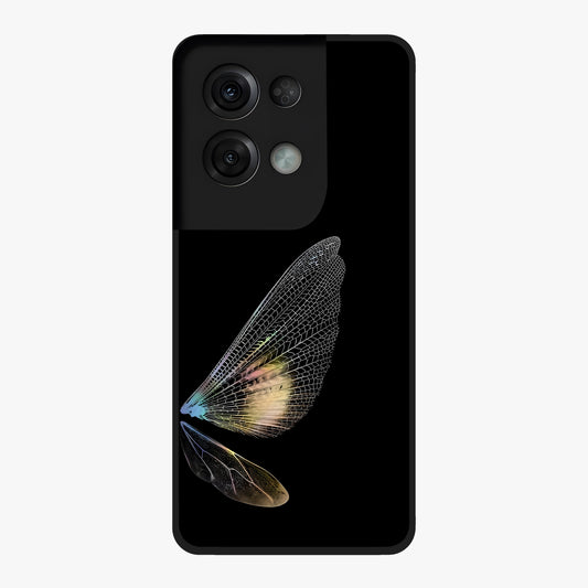 Whispers Of Wings Glass Case showing flat back view with graceful wing inspired artwork and glossy glass finish.