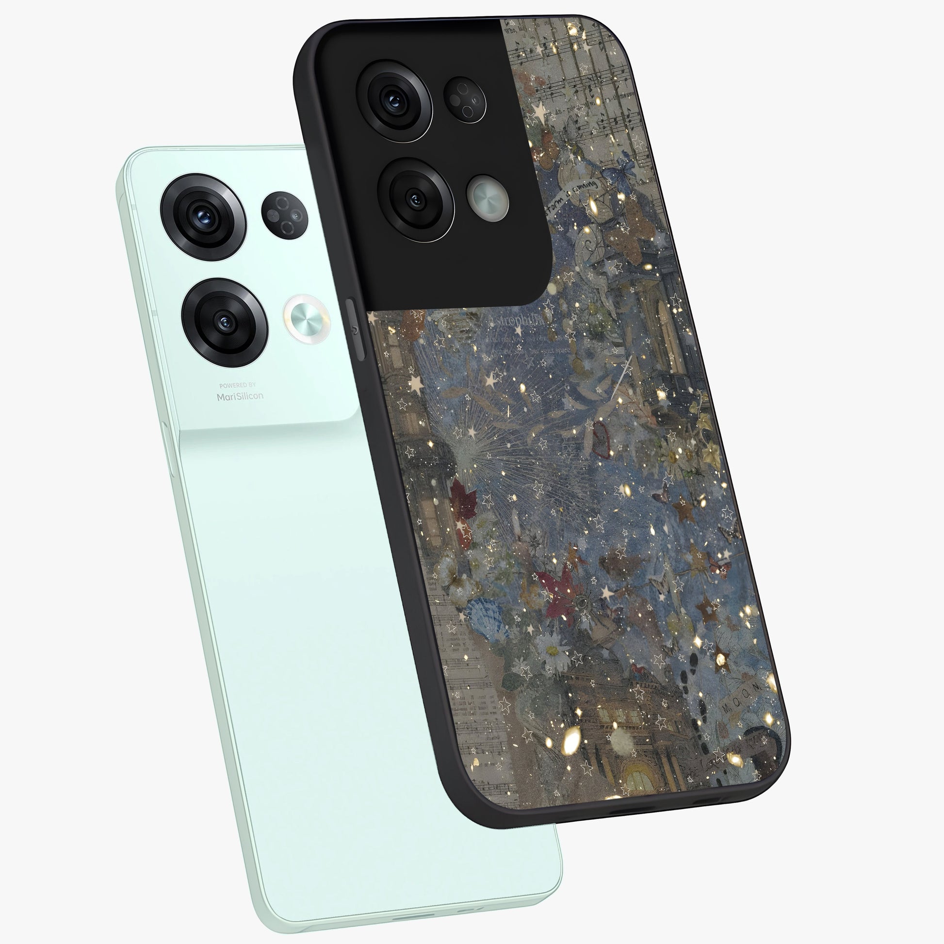 Aesthetic Astrolophia Glass Case displayed in angled mockup highlighting artistic aesthetic elements and smooth glass surface.