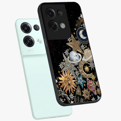 Cosmic Sparkle Dreams Glass Case displayed in angled mockup highlighting dreamy star sparkle design with celestial aesthetic.