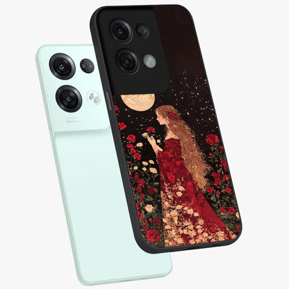 Crimson Dreams Glass Case displayed in angled mockup highlighting soft crimson aesthetic design with artistic theme.