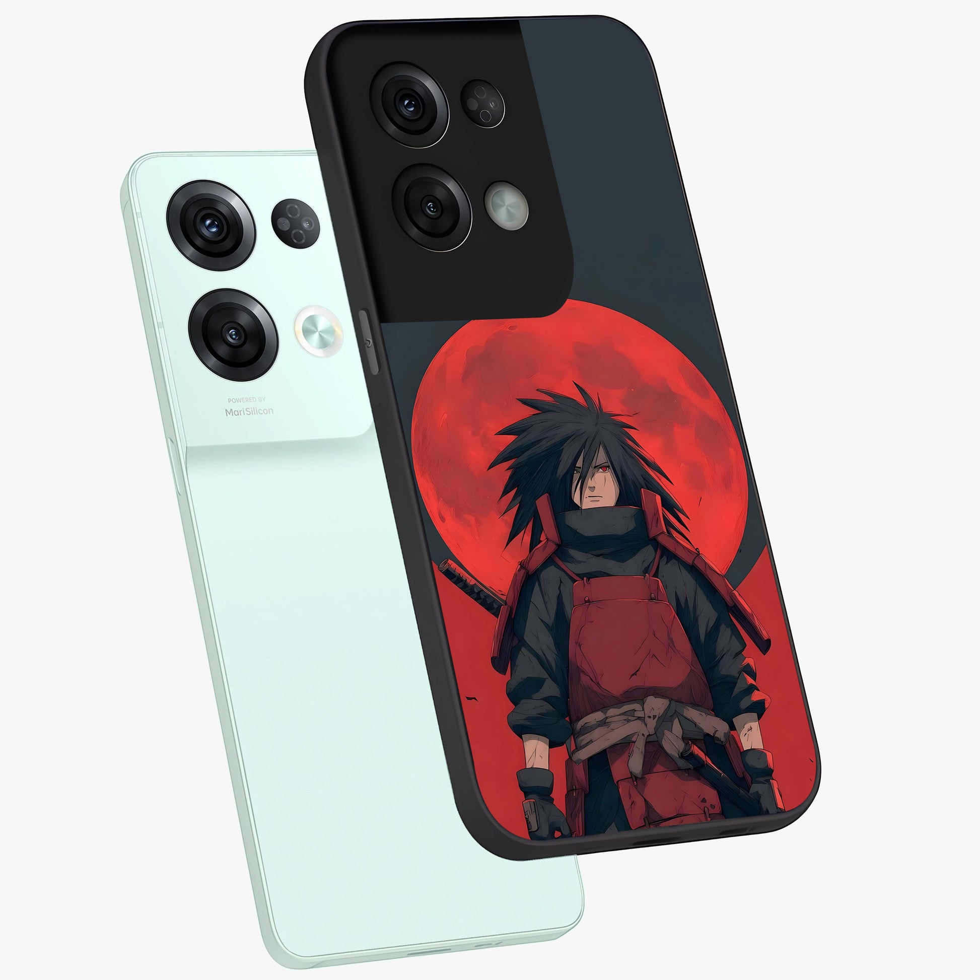 Crimson Moon Warlord Glass Case displayed in angled mockup highlighting dramatic crimson moon design with fantasy aesthetic.