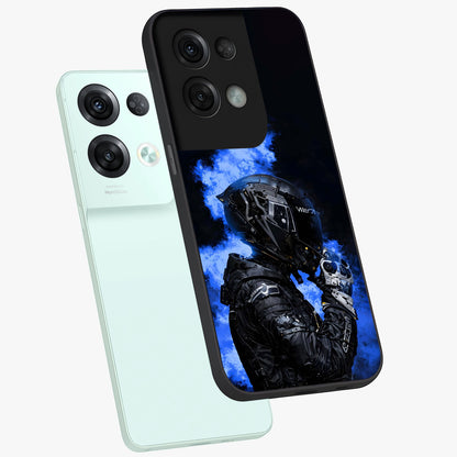 Cyber Sentinel Protocol Glass Case displayed in angled mockup highlighting digital cyber design with sci-fi aesthetic style.