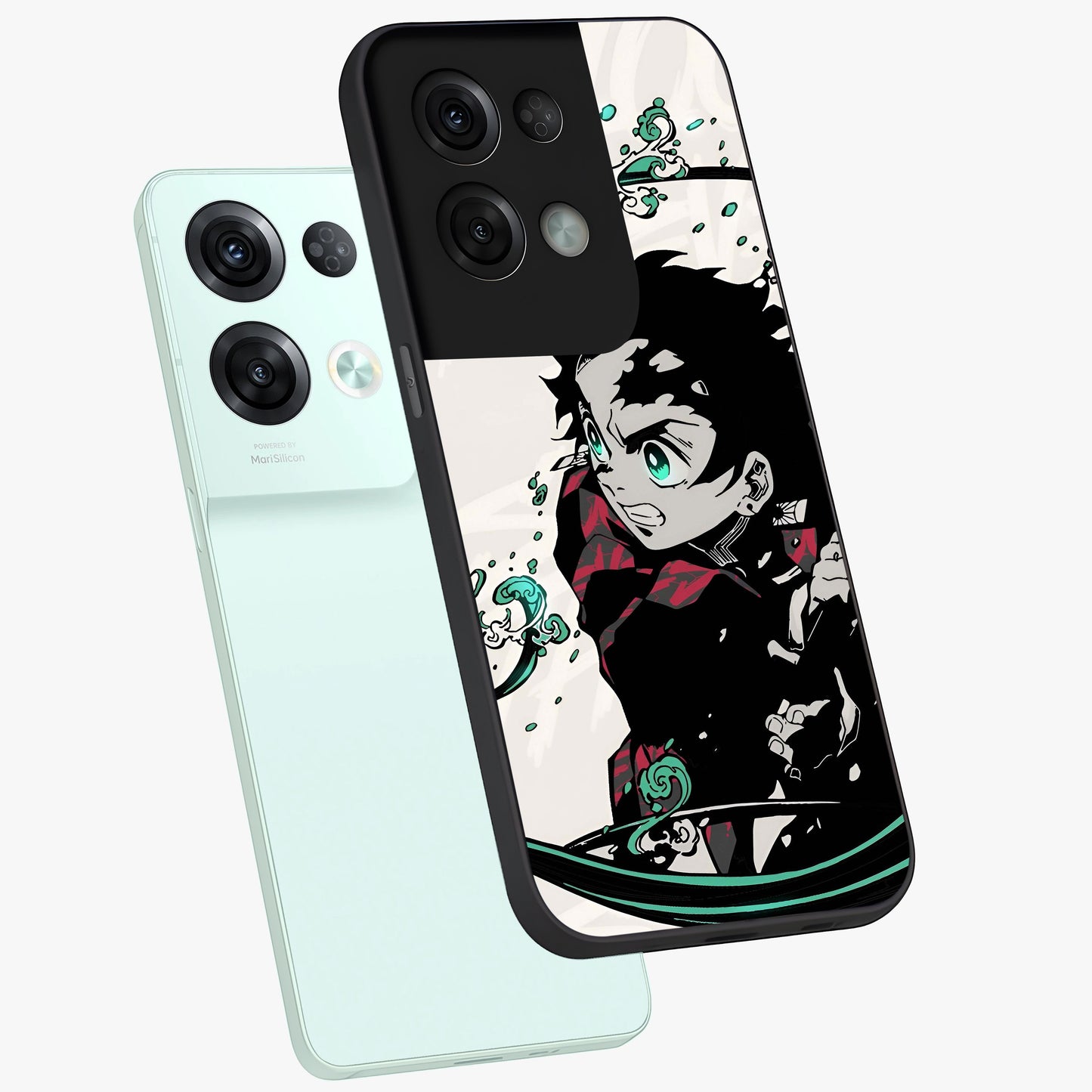 Demon Slayer Glass Case displayed in angled mockup highlighting dramatic anime character design with action aesthetic.