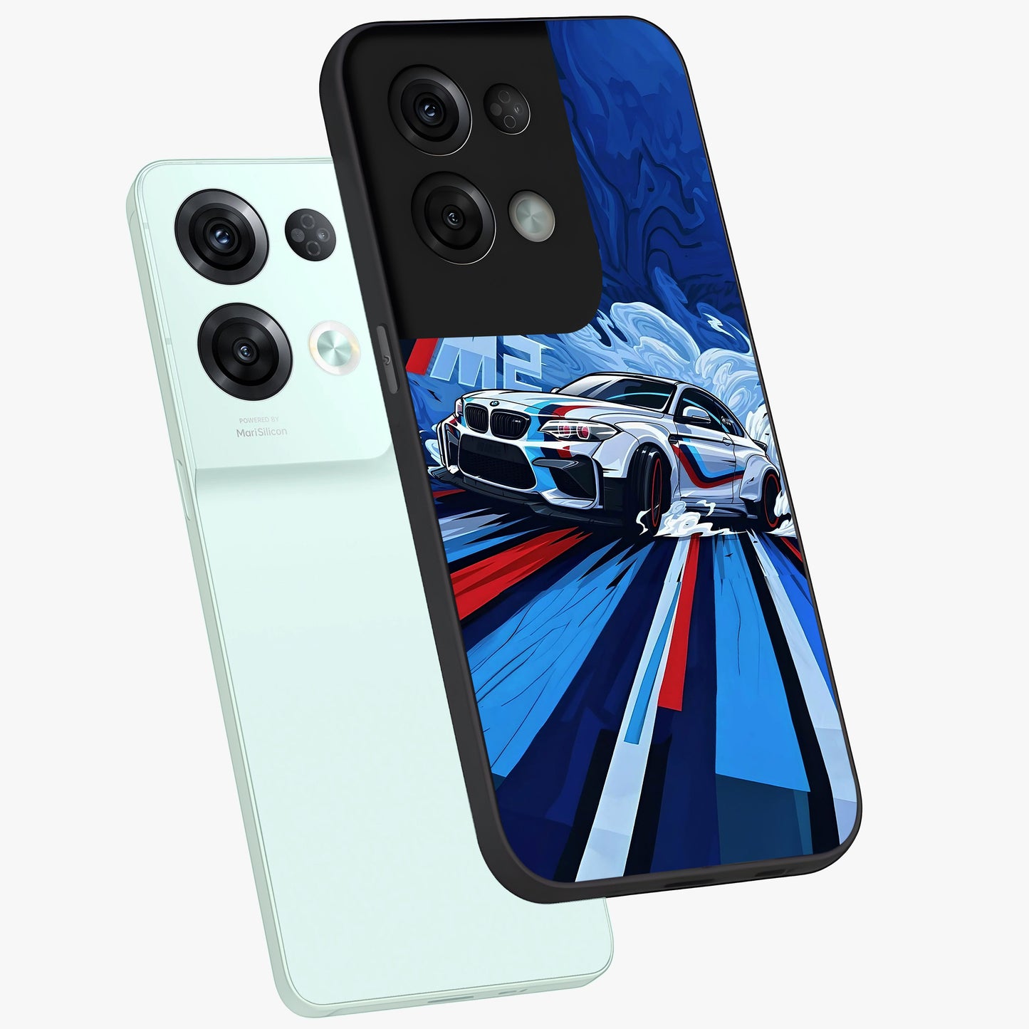 Drift Power Rush Glass Case displayed in angled mockup highlighting powerful drift car design with sporty aesthetic style.