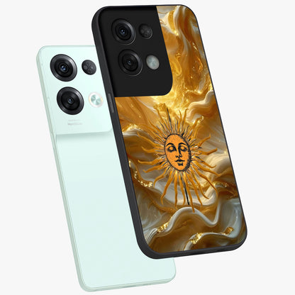 Eternal Golden Glow Glass Case displayed in angled mockup highlighting glowing golden aesthetic design with elegant style.