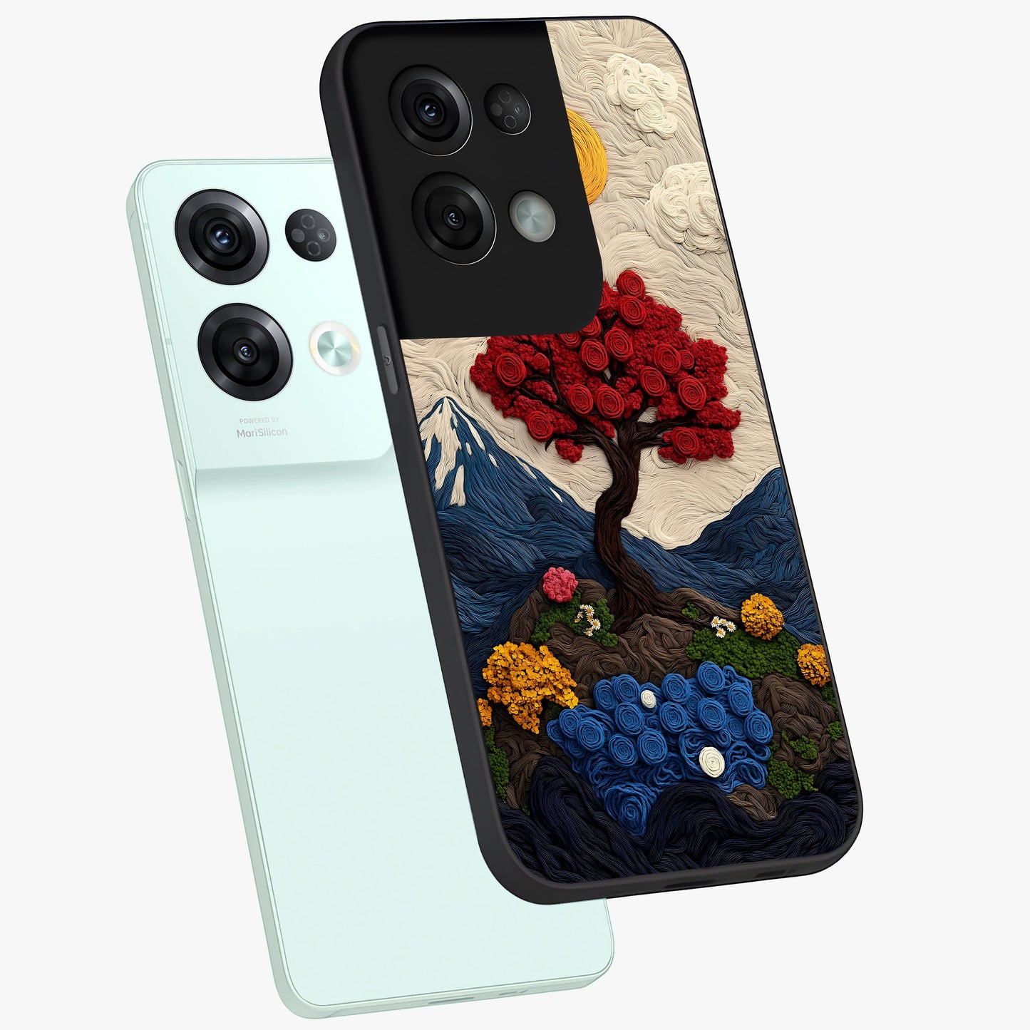 Eternal Nature Tapestry Glass Case displayed in angled mockup highlighting detailed botanical pattern with artistic aesthetic.