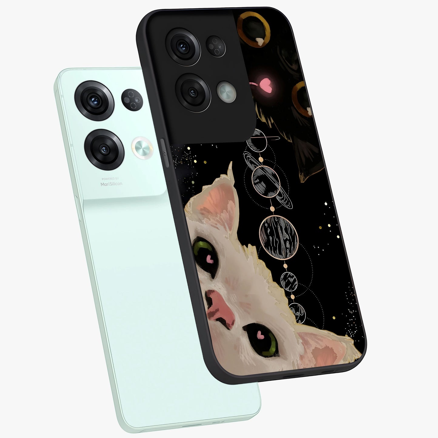 Galactic Cat Glass Case displayed in angled mockup highlighting celestial feline illustration with galaxy aesthetic style.