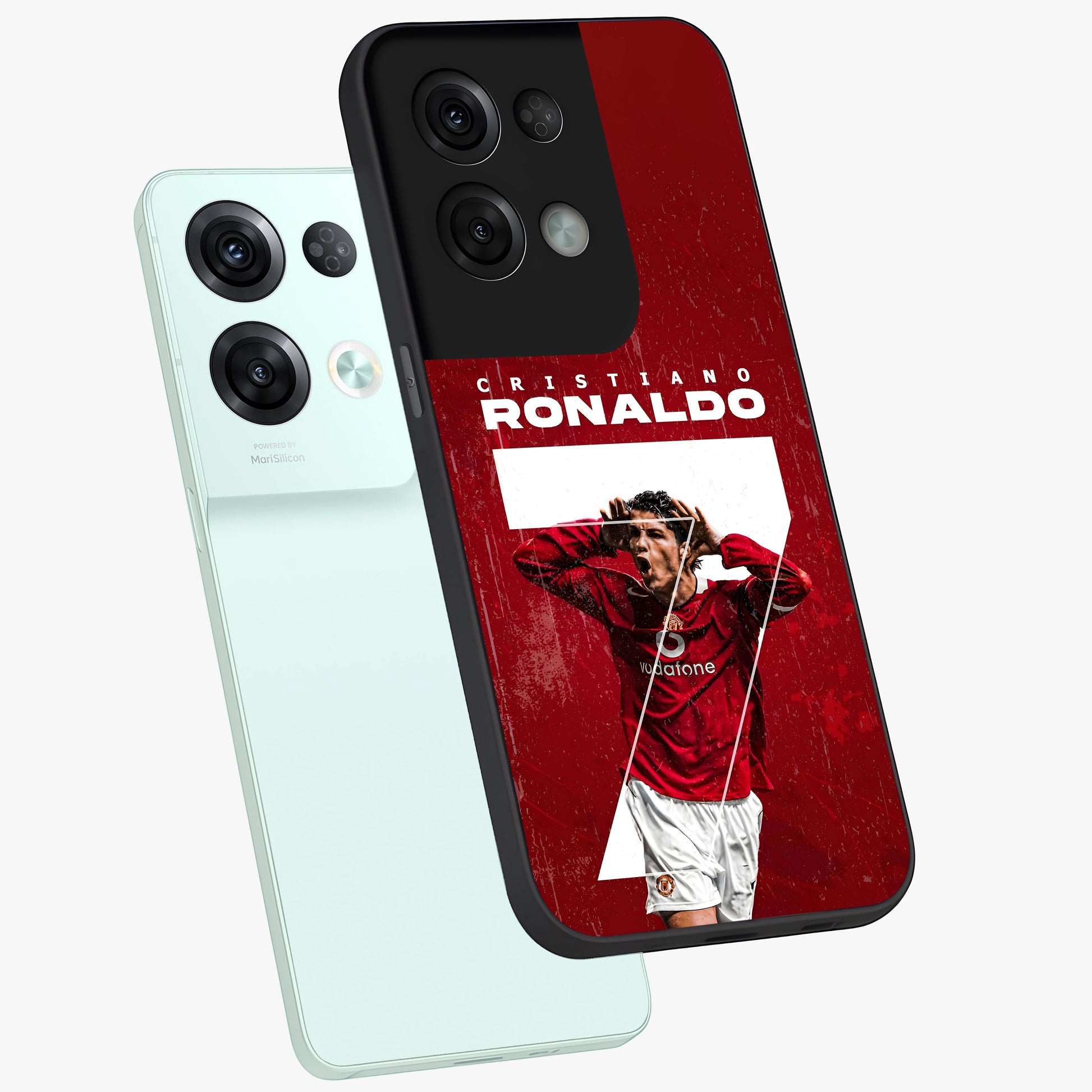Goal Celebration Legacy Glass Case displayed in angled mockup highlighting energetic sports celebration design with bold athletic theme.