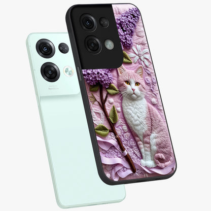 Lavender Cat Whimsy Glass Case displayed in angled mockup highlighting playful feline illustration with pastel lavender aesthetic.