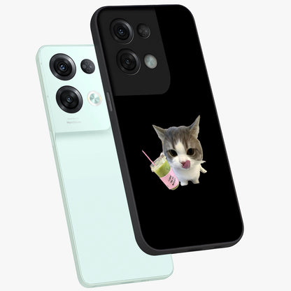 Matcha Cat Style Glass Case displayed in angled mockup highlighting playful feline design with pastel matcha aesthetic.