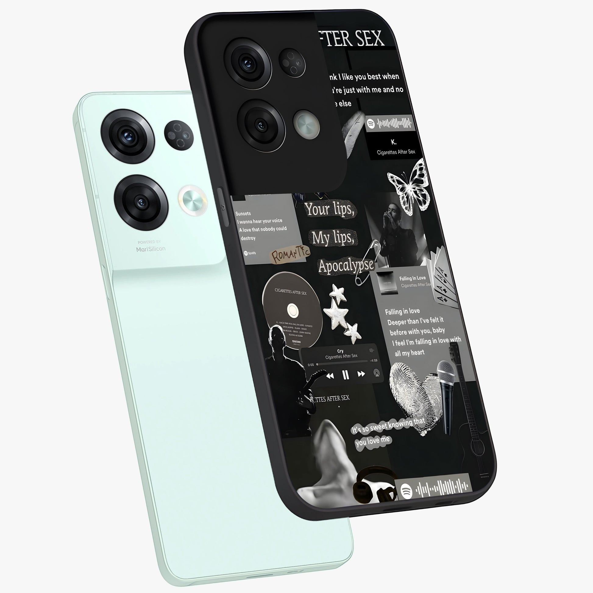 Midnight Love Echo Glass Case displayed in angled mockup highlighting elegant love inspired design with deep aesthetic style.