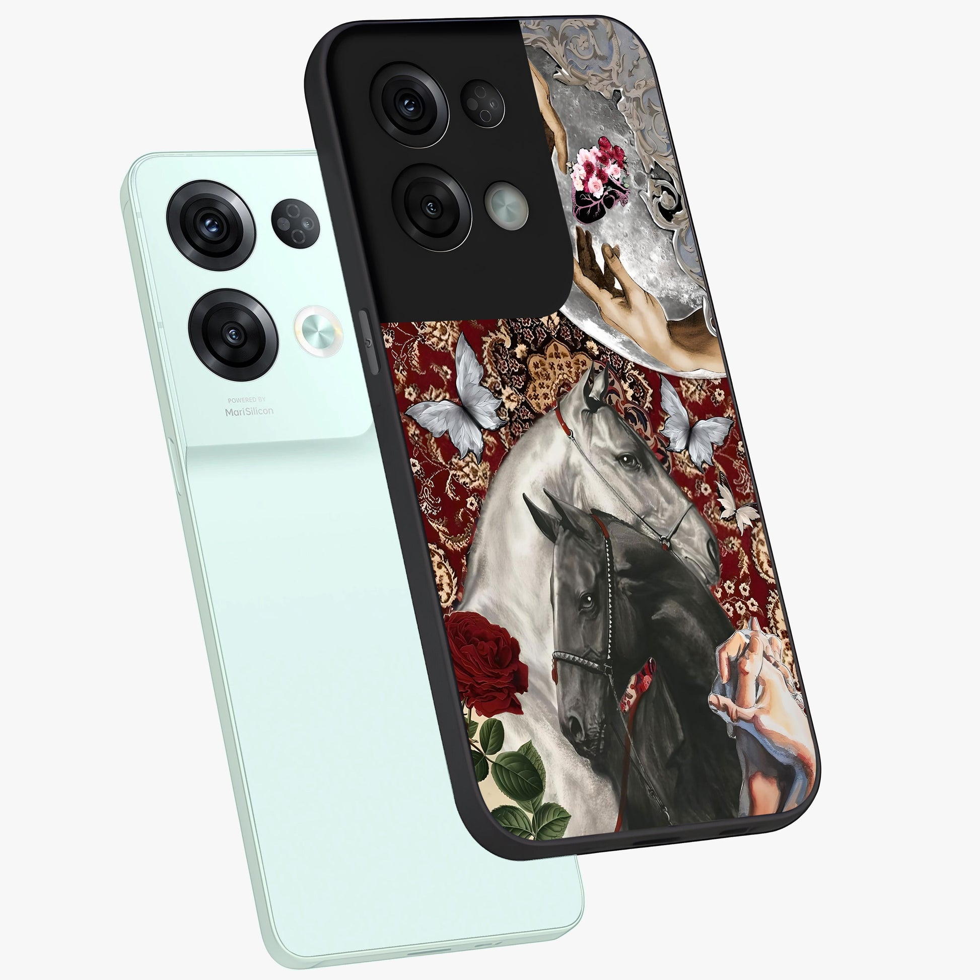 Moonlit Royal Stallion Glass Case displayed in angled mockup highlighting powerful stallion illustration with royal night aesthetic.