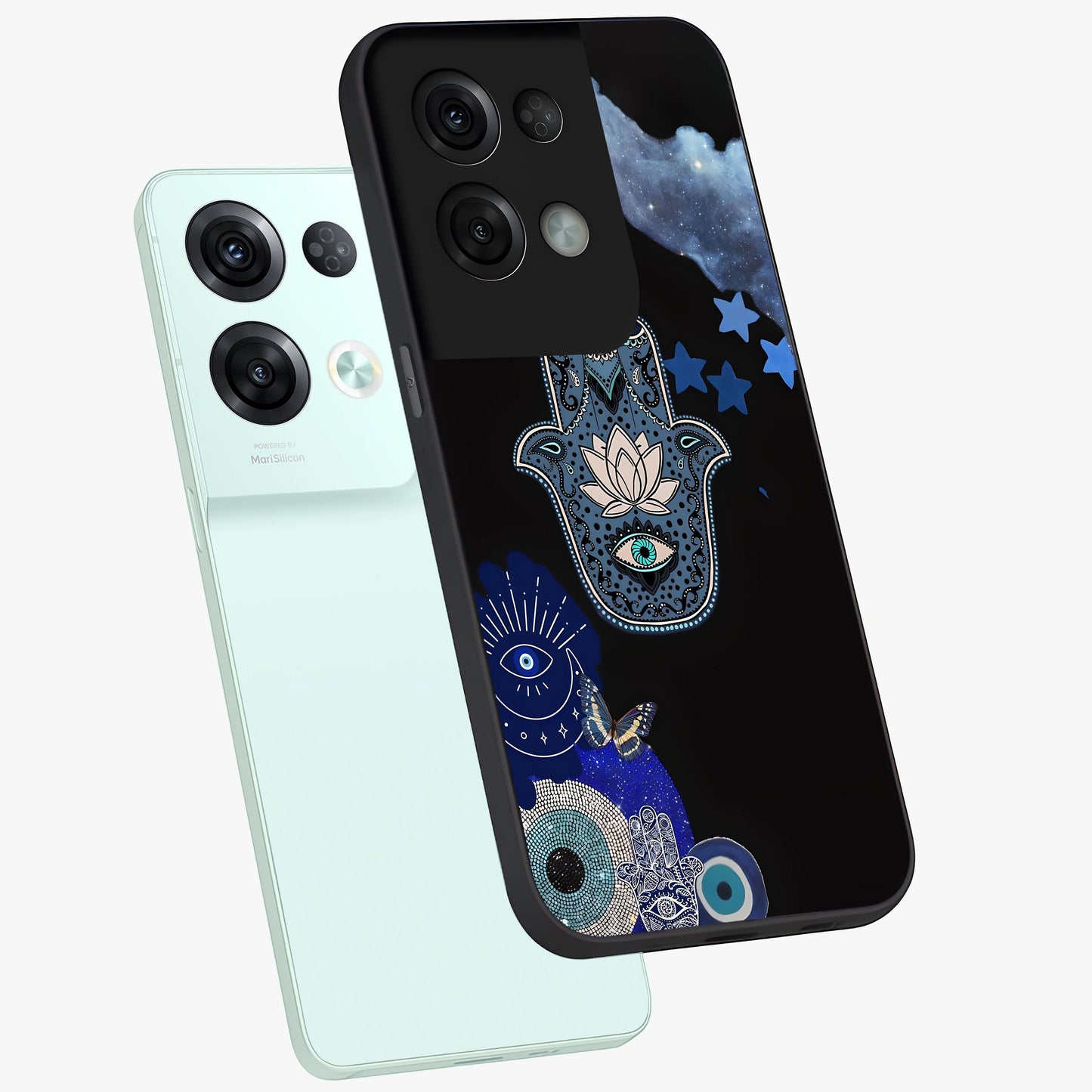 Mystic Hand Aura Glass Case displayed in angled mockup highlighting magical aura design with spiritual aesthetic style.