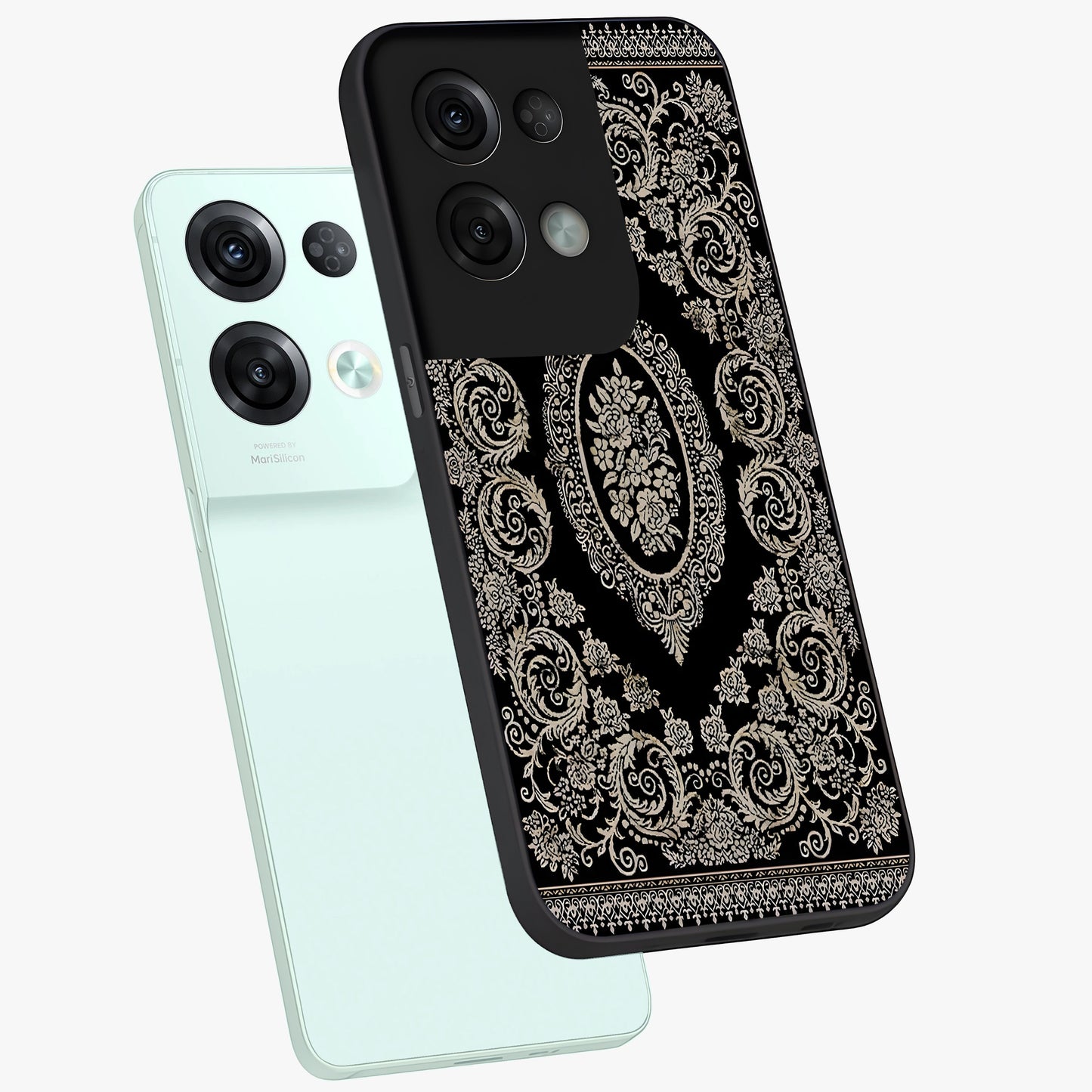 Noir Bloom Elegance Glass Case displayed in angled mockup highlighting refined flower design with stylish noir aesthetic.