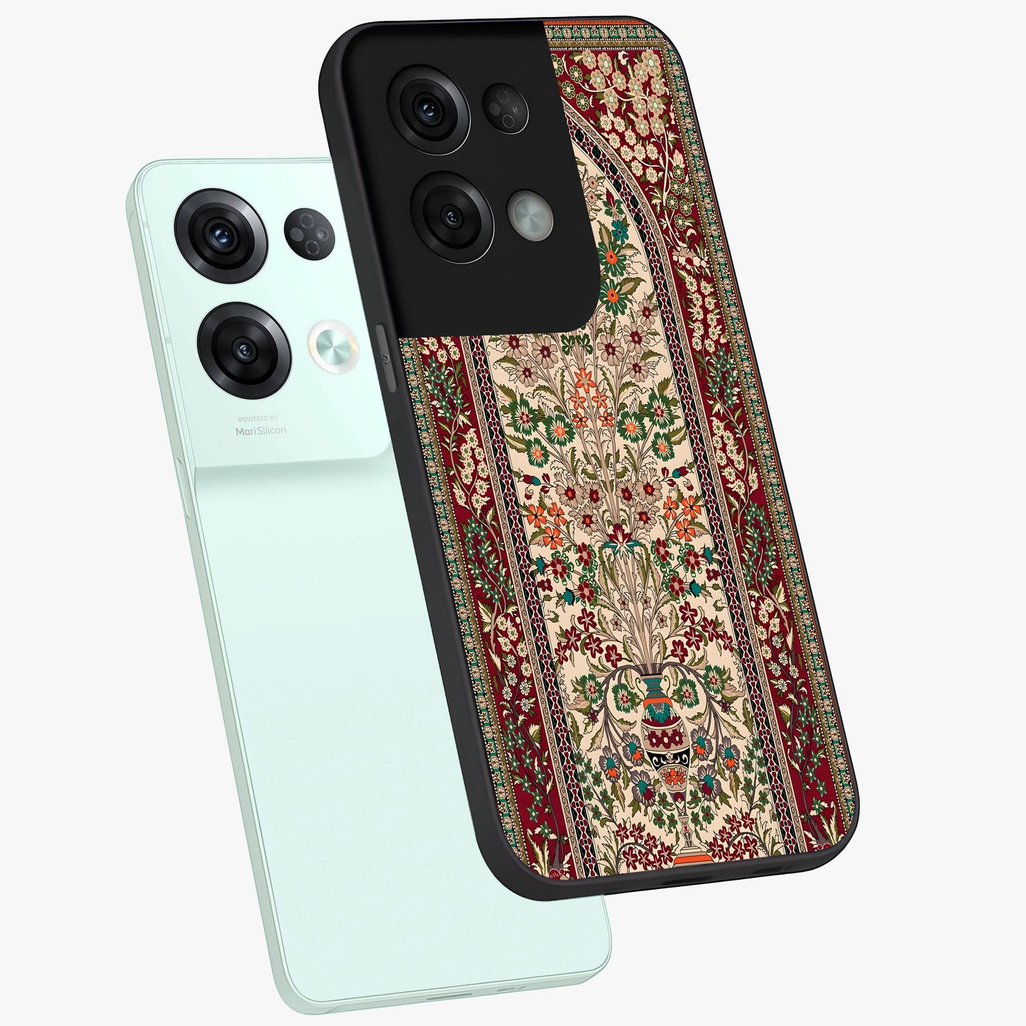 Persian Inspired Glass Case displayed in angled mockup highlighting intricate traditional design with elegant cultural aesthetic.