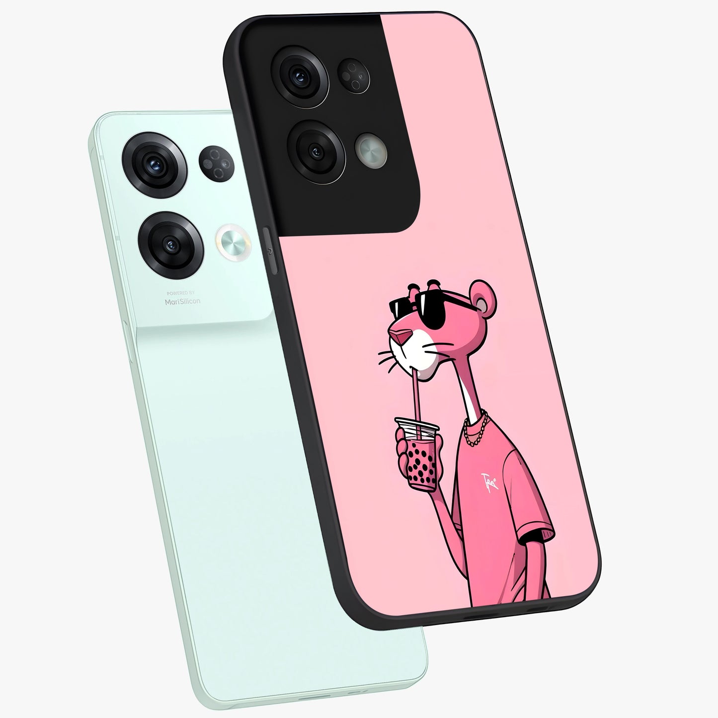 Pink Panther Glass Case displayed in angled mockup highlighting playful cartoon character design with vibrant pink aesthetic.