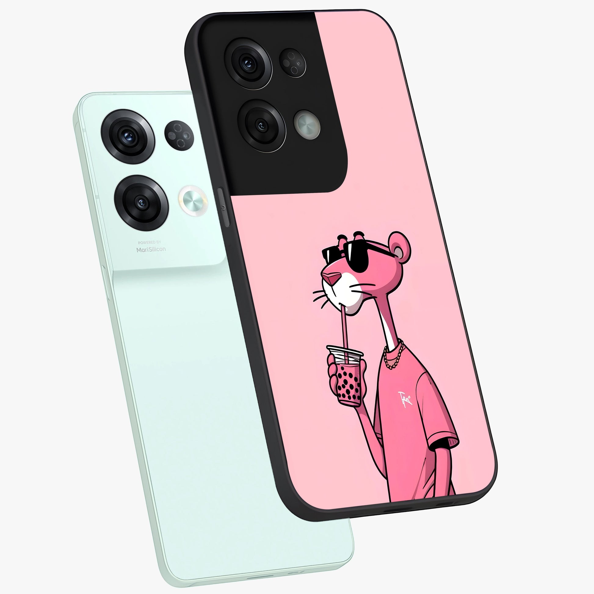 Pink Panther Glass Case displayed in angled mockup highlighting playful cartoon character design with vibrant pink aesthetic.