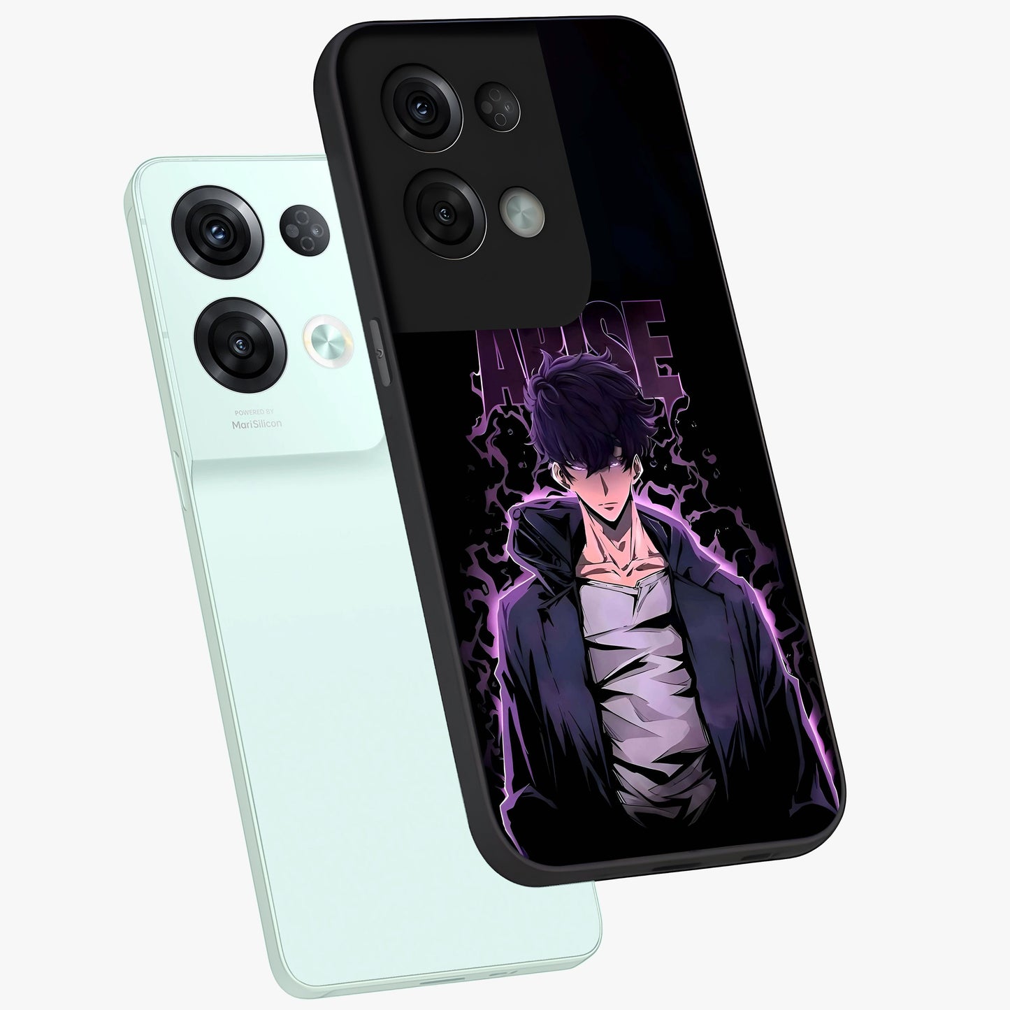 Shadow Monarch Awakening Glass Case displayed in angled mockup highlighting dramatic shadow warrior design with fantasy aesthetic.
