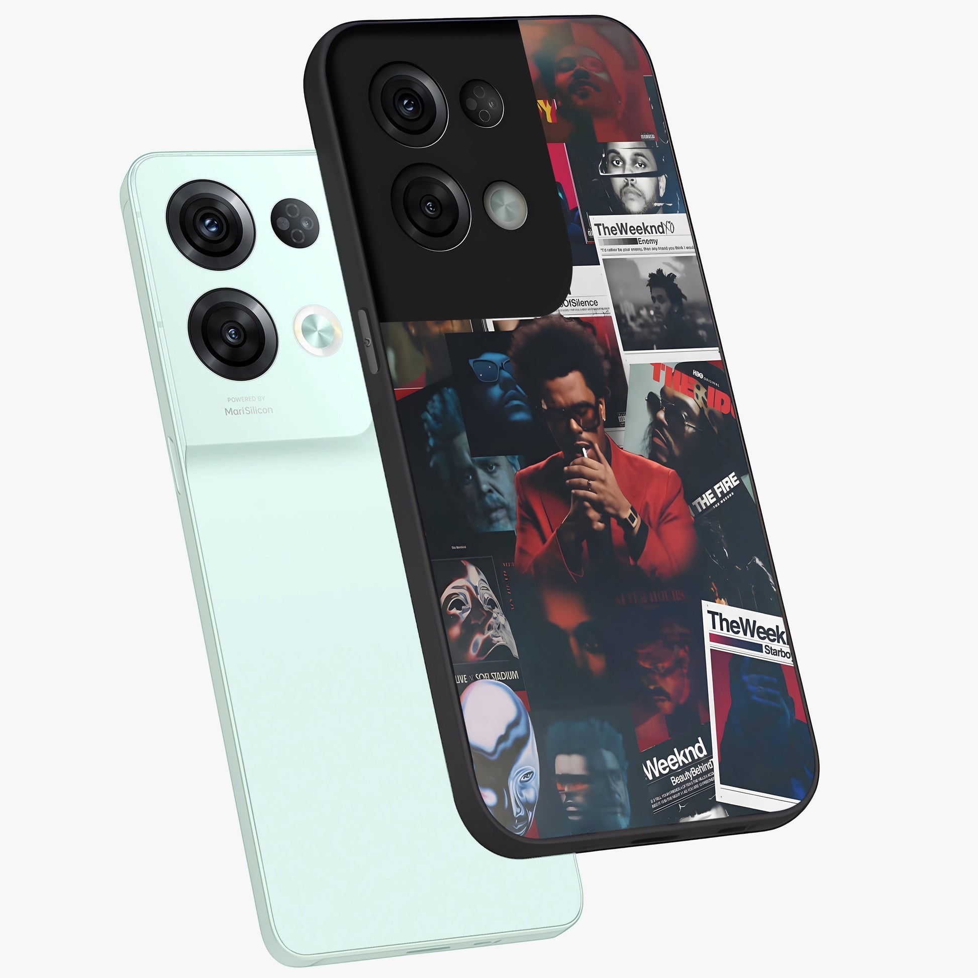 The Weeknd Glass Case displayed in angled mockup highlighting stylish pop culture inspired design with modern aesthetic.