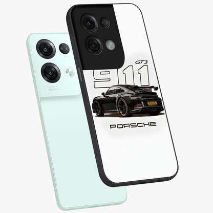 Turbo Legacy Icon Glass Case displayed in angled mockup highlighting dynamic automotive design with performance aesthetic.