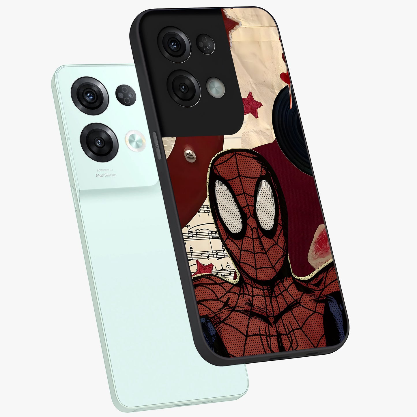 Web Warrior Vibes Glass Case displayed in angled mockup highlighting dynamic web design with comic style aesthetic.