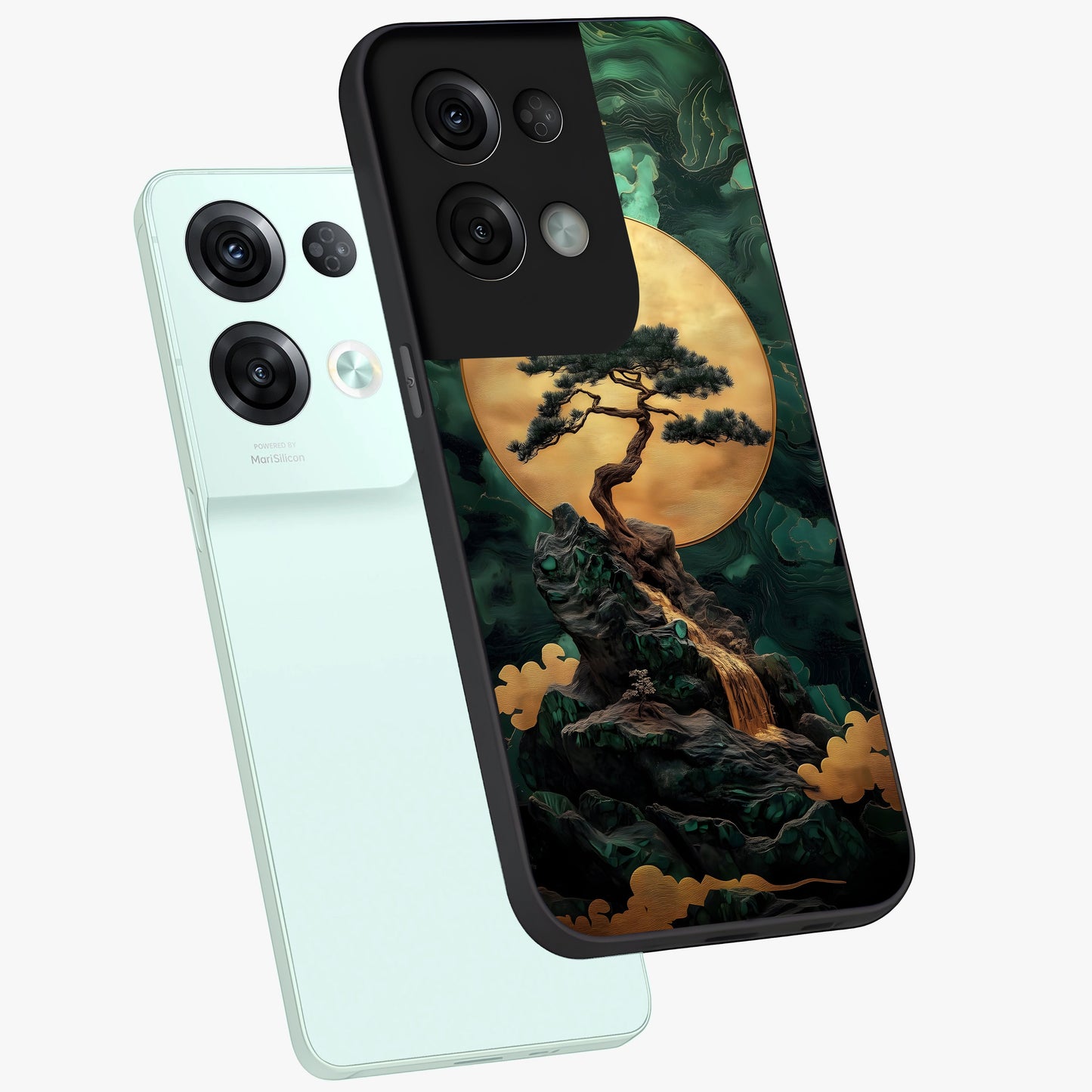 Zen Moon Rise Glass Case displayed in angled mockup highlighting peaceful lunar design with zen aesthetic style.