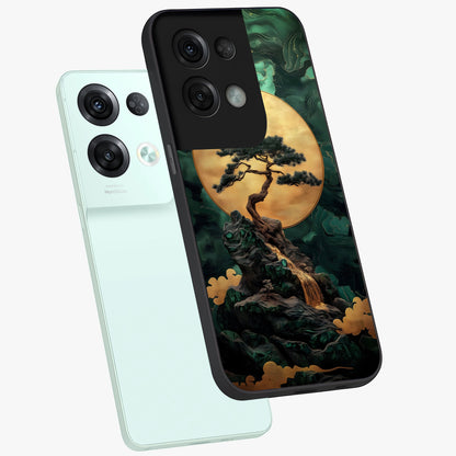 Zen Moon Rise Glass Case displayed in angled mockup highlighting peaceful lunar design with zen aesthetic style.