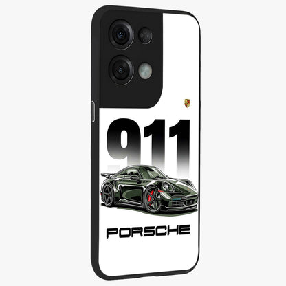 911 Turbo Dominance Glass Case upright perspective showcasing powerful racing design and modern automotive aesthetic.