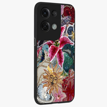 Beaded Garden Fantasy Glass Case upright view showcasing whimsical garden aesthetic with artistic bead details.
