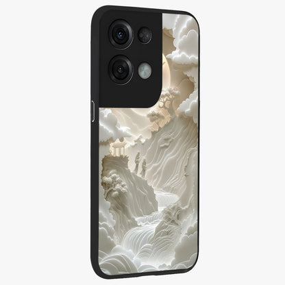 Celestial Origami Glass Case upright view showcasing creative origami artwork with modern celestial style.