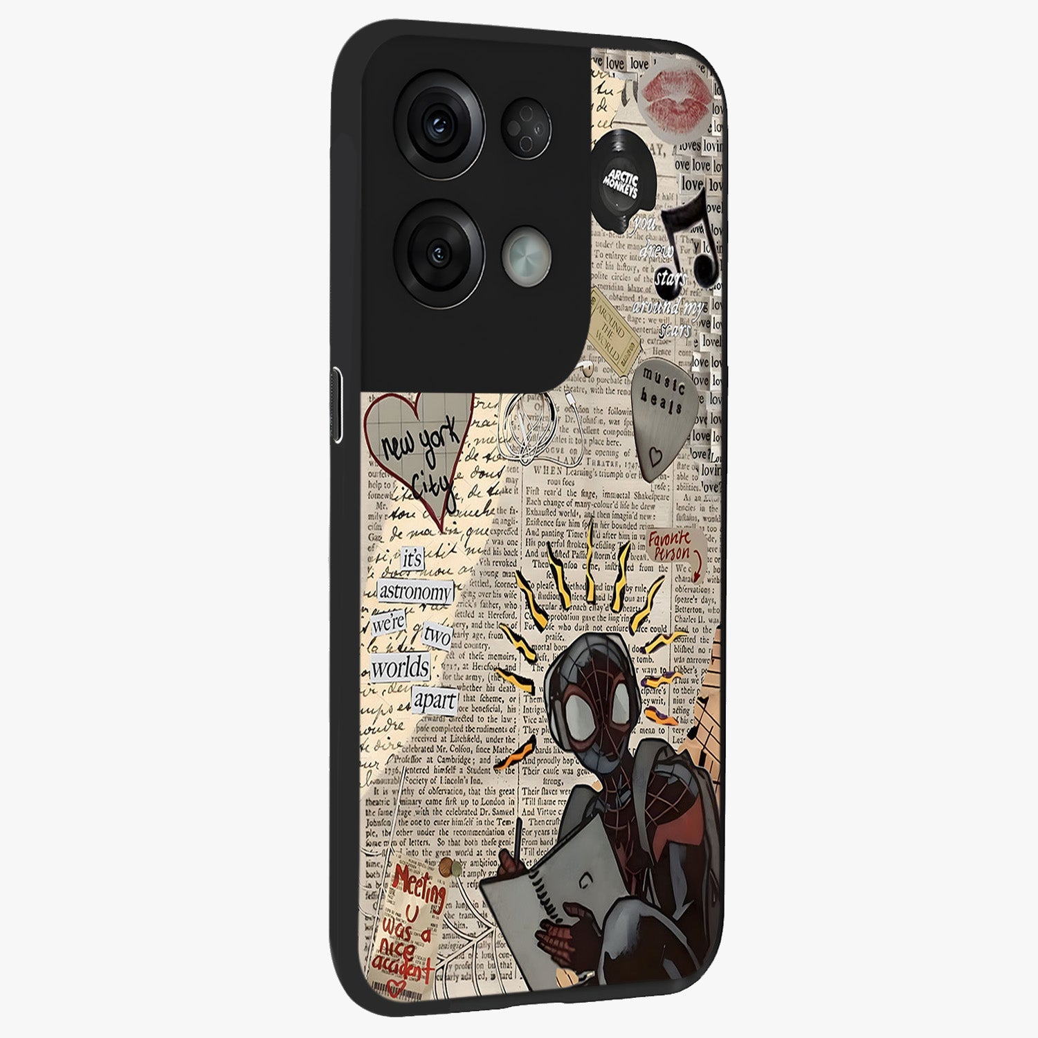 City Dream Sketch Glass Case upright view showcasing urban skyline artwork with stylish hand drawn design.
