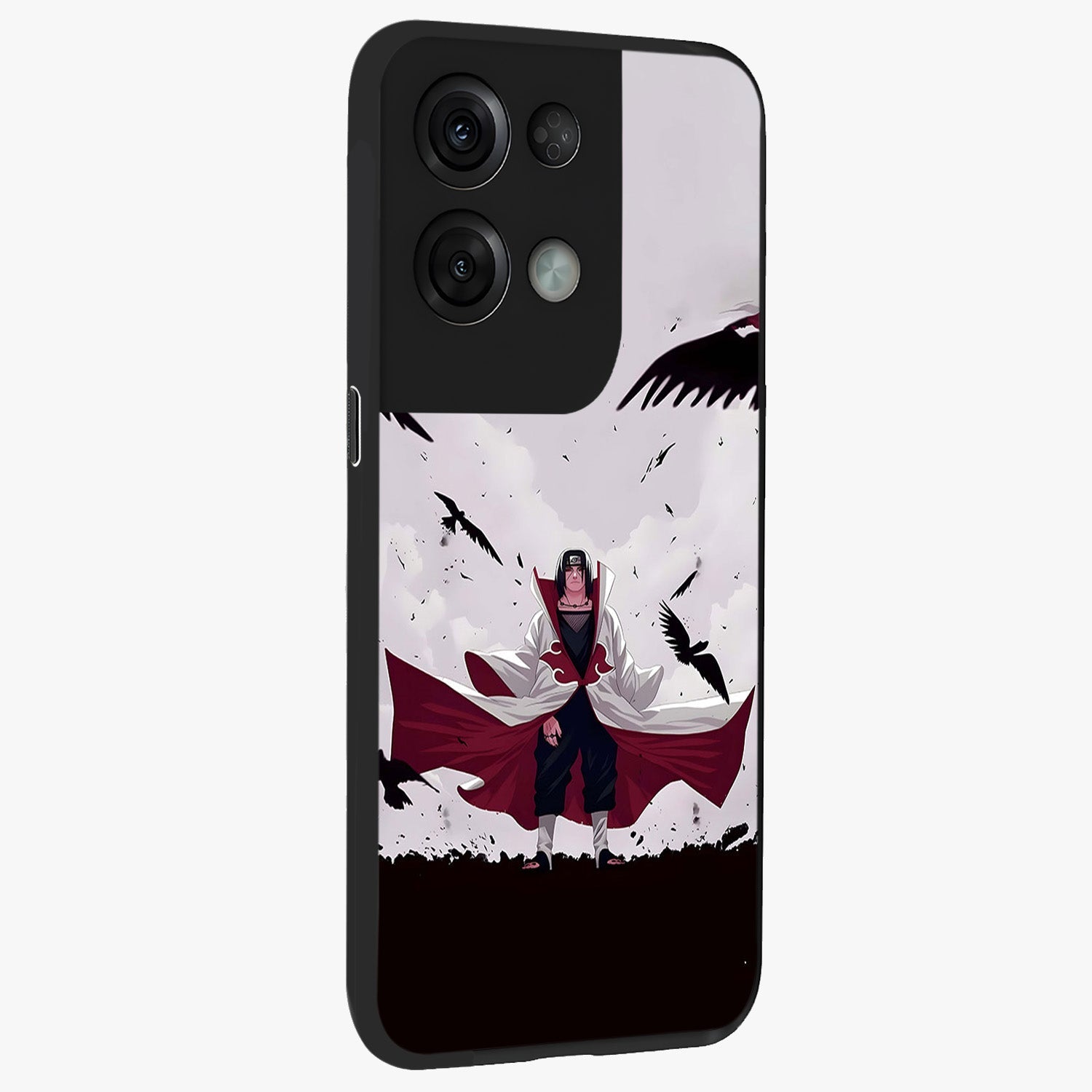 Crimson Crow Ascension Glass Case upright view showcasing dramatic crow artwork with bold gothic theme.