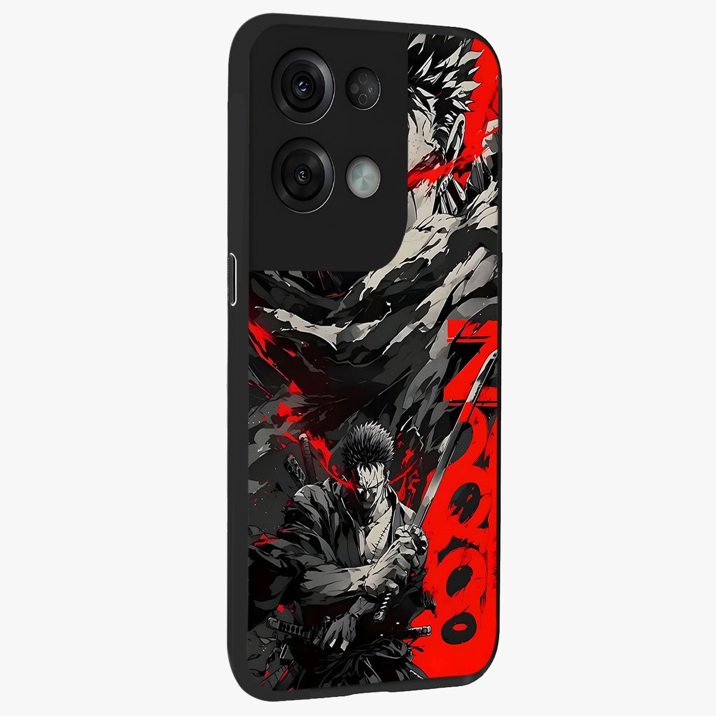 Demon Sword Resolve Glass Case upright view showcasing dramatic warrior artwork with intense battle theme.