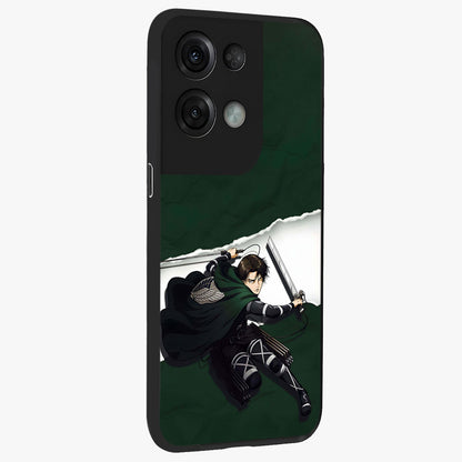 Emerald War Vanguard Glass Case upright view showcasing dramatic warrior artwork with bold fantasy theme.