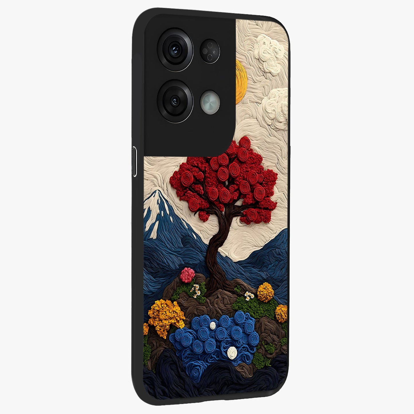 Eternal Nature Tapestry Glass Case upright view showcasing elegant nature tapestry design with decorative style.