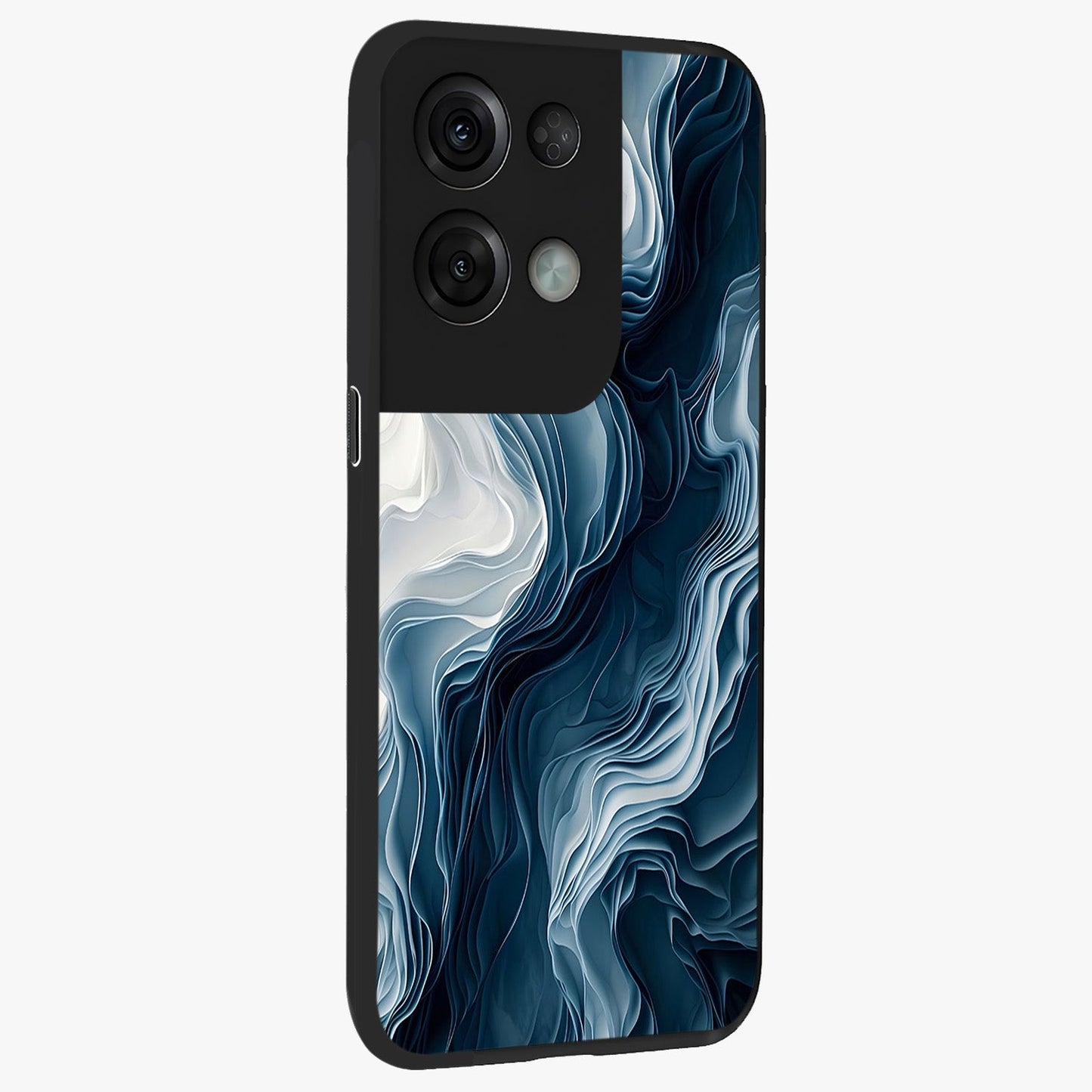 Ethereal Paper Marble Glass Case upright view showcasing smooth marble artwork with refined minimalist theme.