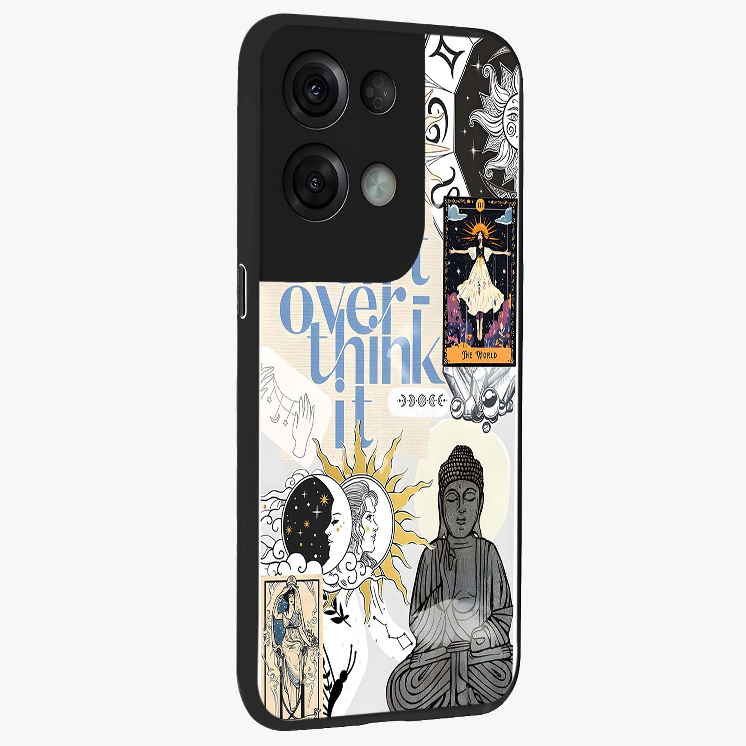 Ethereal Thoughts Glass Case upright view showcasing delicate artistic composition with peaceful dreamy theme.