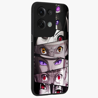 Eyes of Destiny Glass Case upright view showcasing symbolic eye artwork with dramatic artistic theme.