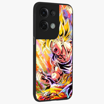 Firing Goku Glass Case upright view showcasing energetic anime artwork with bold warrior theme.